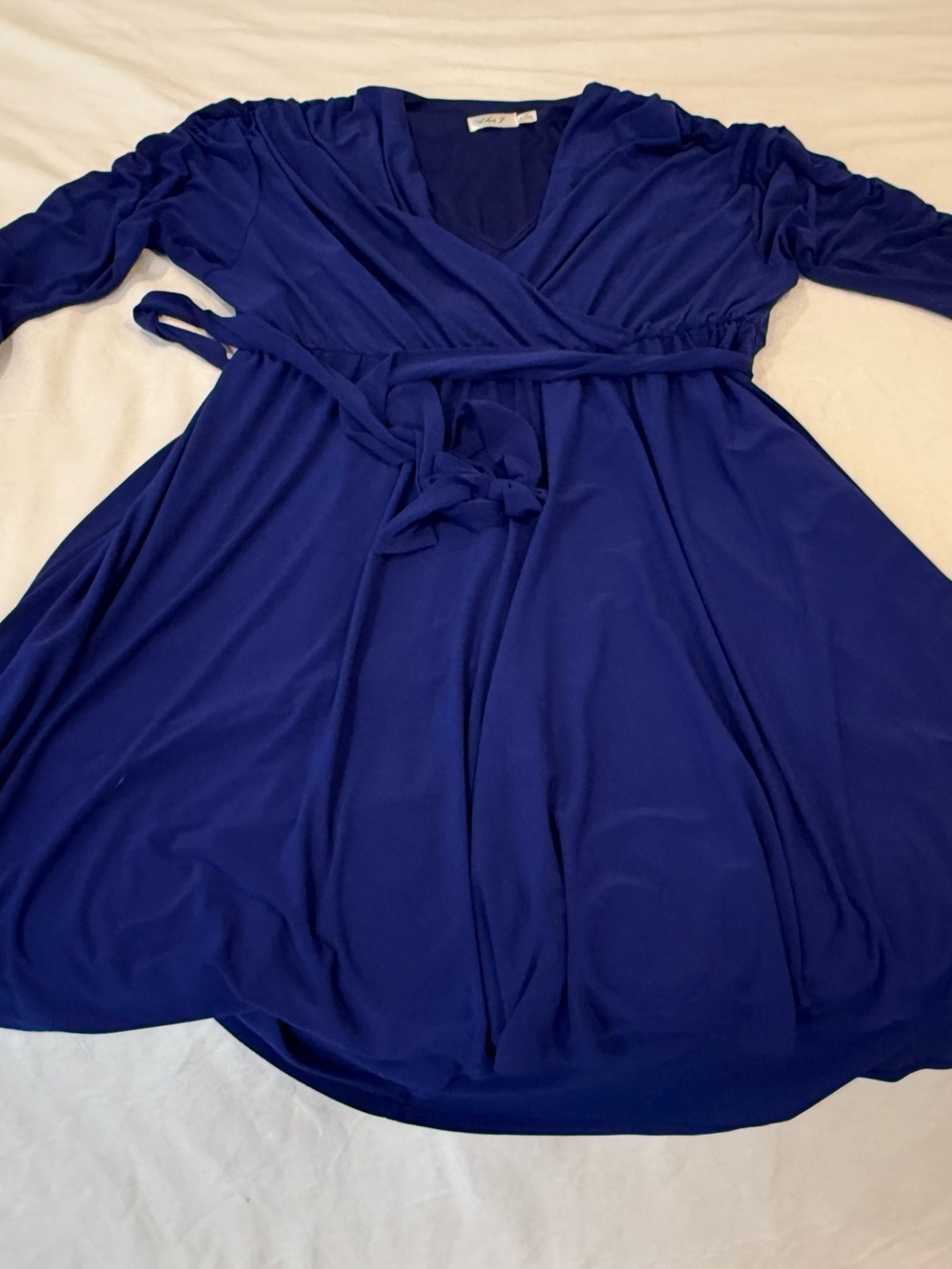 Eliza J Cobalt Blue Ruched Faux Wrap Dress – Size 14W